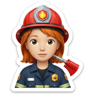 girl fireman with ginger hair sticker