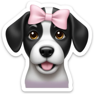 Black and white dog with a light pink bow sticker
