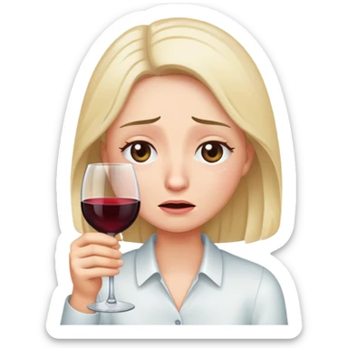 Crying with holding wine glass sticker