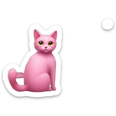 pink cat sits and watches TV sticker