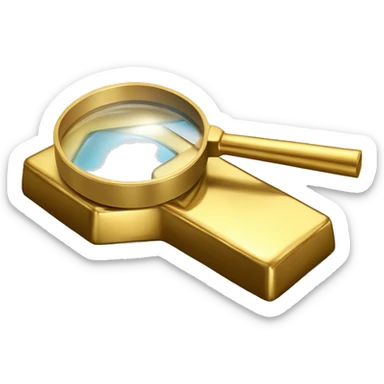 magnifying glass on top of fine gold bar sticker