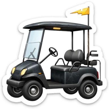 black golf cart with a lightning bolt through it sticker