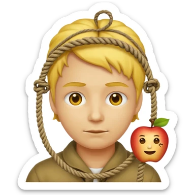 😔 with noose around neck. Apple themed emoji with regular yellowish skin(not completely yellow) only head sticker