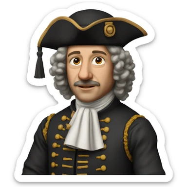 Photorealistic 17th century engineer with drawings sticker