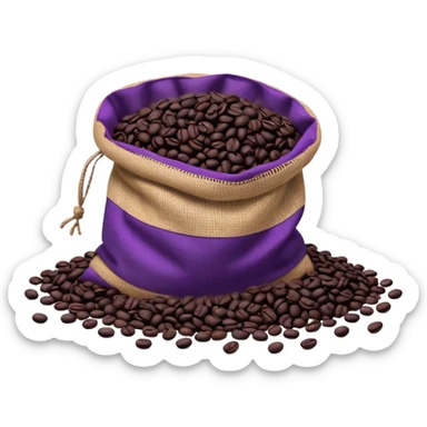 Bag of purple coffee beans on the floor sticker
