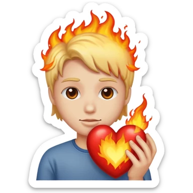 Cœur en feu avec u sticker