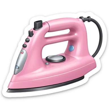 A baby pink hair iron in iOS emoji style, 3D icon, plastic texture, soft reflection, minimalist design. sticker