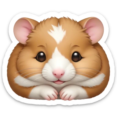 Meme-Worthy Cute Sleeping Brown and White Banded Hamster Portrait Emoji, Head resting peacefully with a contented smile, showcasing a delightfully compact build and a luxuriously soft banded fur of brown and white, eyes shut in a serene nap, Simplified yet hilariously adorable features, highly detailed, glowing with a soft, drowsy light, high shine, relaxed and utterly lovable, stylized with an air of playful laziness, bright and heartwarming, soft glowing outline, capturing the essence of a comically sleepy hamster, so meme-worthy it feels like it could instantly become the next viral sensation of adorable slumber! sticker