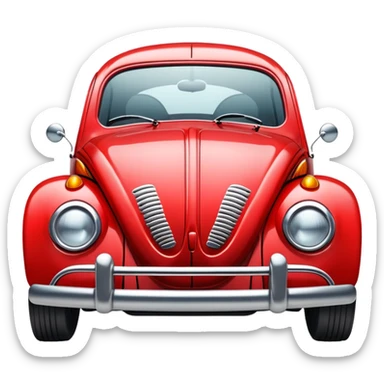 red beetle car with lashes on the headlights  sticker