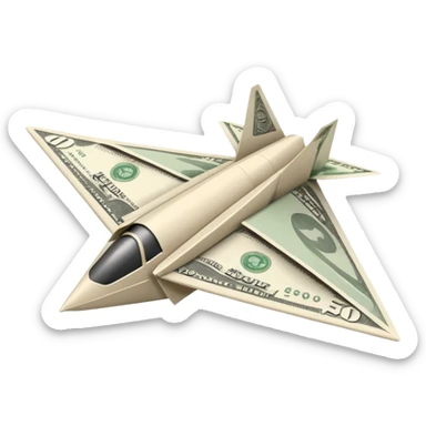 Paper plane made of money sticker