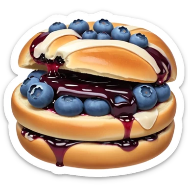 Make an emoji of a blueberry bun (small) that's broken off a bit so you can see the blueberry jam sticker