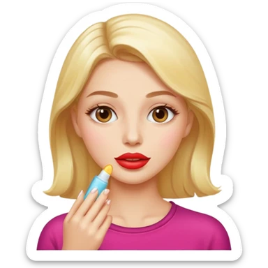 A gorgeous women applying lipbalm  sticker