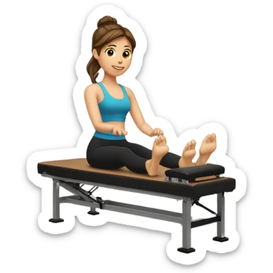 Girl with brown hair doing Pilates on reformer sticker
