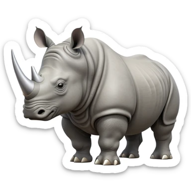 cinematic-rhino--full-body-standing-emoji,-massive-armored-body-poised-powerfully,-thick-horn-curving-slightly-forward,-head-tilted-dramatically,-rough-grey-hide-covered-in-dust,-simplified-yet-realistic-focused-features sticker