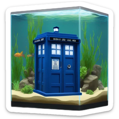 Tardis in cube planted aquarium tank sticker