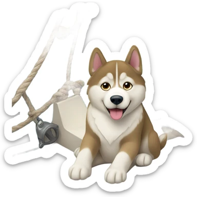 a light dorée  Husky in a sailboat sticker