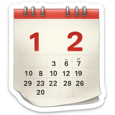 Calendar showing jan 12th sticker