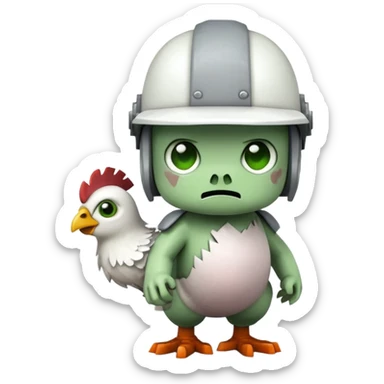 baby square Minecraft zombie on a tiny white chicken sticker