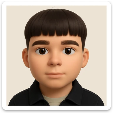 Create a realistic 3D emoji based on the provided photo. Preserve facial details, remove acne and mustache, and dress the figure in a black denim jacket. The style should resemble Microsoft 3D emoji style. sticker