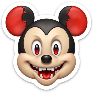 Evil mickey mouse with blood and angry sticker