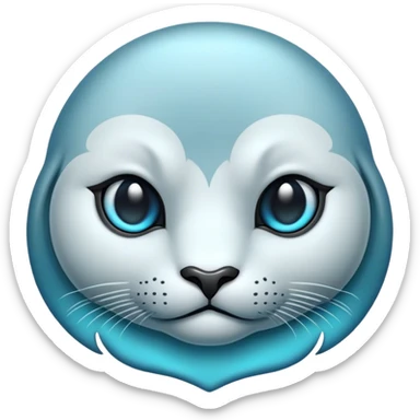 Cinematic Noble Seal Portrait Emoji, Poised and refined, with a sleek, streamlined body adorned in smooth, glossy hues and deep, soulful eyes, Simplified yet sharp and sophisticated features, highly detailed, glowing with a soft, aquatic glow, high shine, intelligent and graceful, stylized with an air of maritime elegance, focused and alert, soft glowing outline, capturing the essence of a watchful ocean guardian that feels as though it could glide out of the screen with effortless authority! sticker