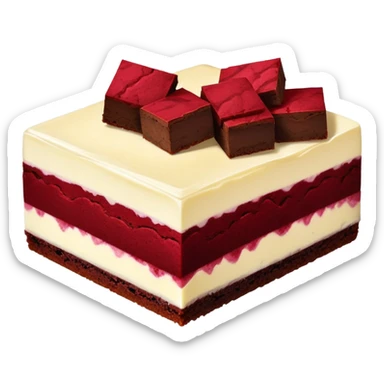a red velvet and cheesecake brownie sticker