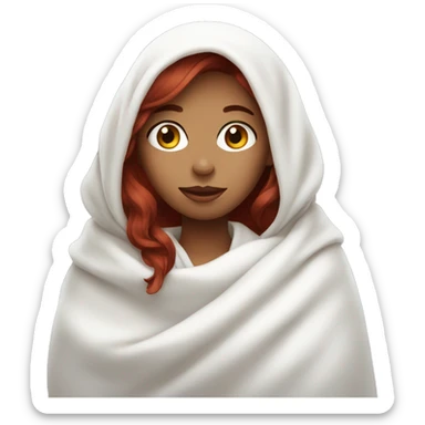 Dark red haired girl with white blanket sticker