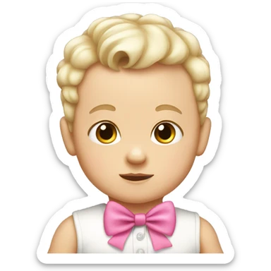 white baby boy wearing a pink bow in his hair sticker