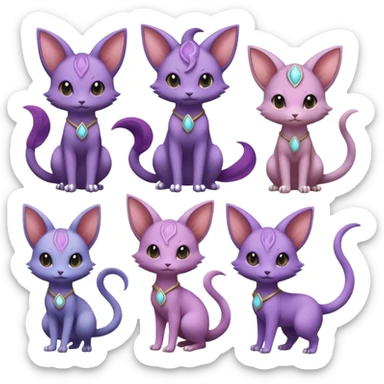 Aurorus-Espeon-Purrloin-Delcatty-Rattata-Pokémon (full body) sticker