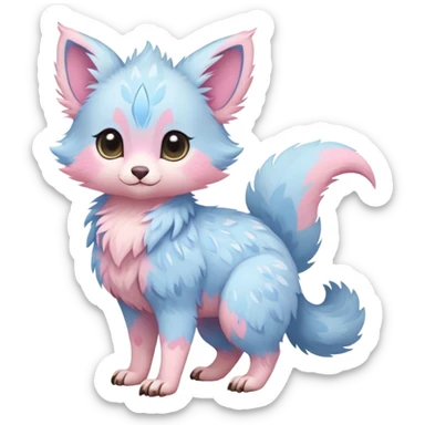 Feral Rare Fantasy cute pastel Vernid-Trico-species by LiLaiRa, markings, tufted ears, full body sticker