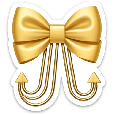 one gold paper clip with a white bow in the middle sticker