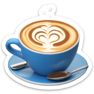Cappuccino with latte art in a blue cup  sticker