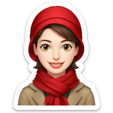 Anne Hathaway with red scarf sticker