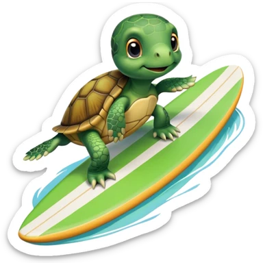 Cute turtle riding a surf board sticker