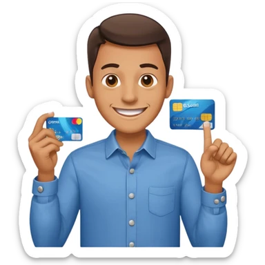 Man with credit card and grin















 sticker