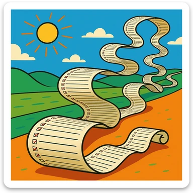 extremely long wavy to-do list with hundreds of tiny checkboxes, curling and looping like a cartoon snake, disappearing into the horizon, vibrant cartoon style sticker