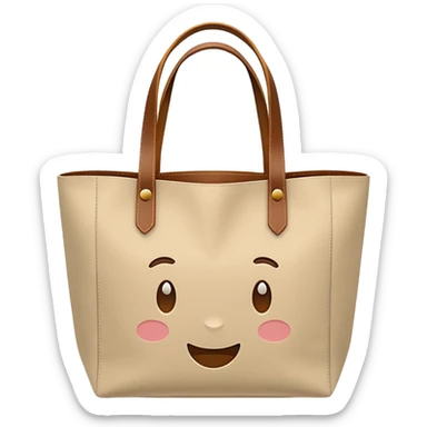 generate an ios genmoji of tote bag beige, plain sticker