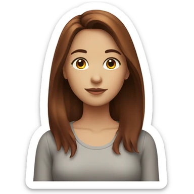 girl with brown hair and red tips of medium length hair sticker