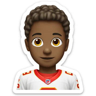 Small white eight year old boy wearing chiefs merch sticker