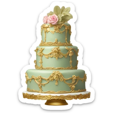 highly detailed sage and gold rococo cake sticker