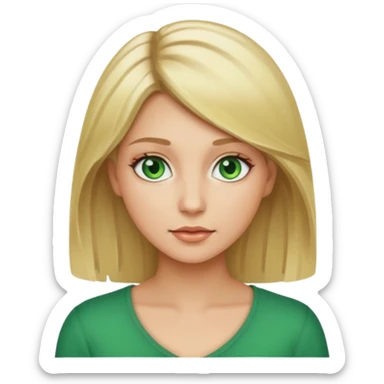 Thumbs down. Woman.  Blonde with high lights. Green eyes sticker