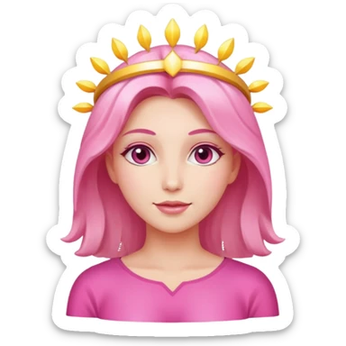 angel emoji, beautiful pink woman with a radiant halo sticker