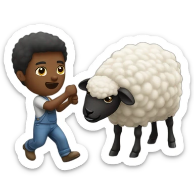 a black guy punshing a sheep sticker