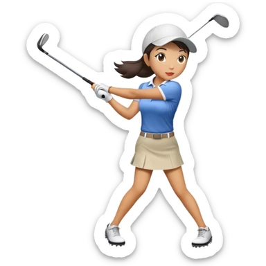 Asian female nice golf swing sticker