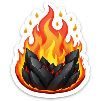 Red and black with fire with coal, hell view sticker