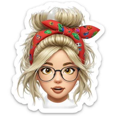 blonde girl with glasses portrait sticker