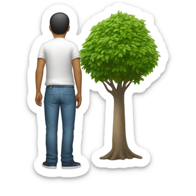 Man peeing on a tree  sticker