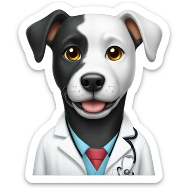 perro negro con bata de doctor sticker
