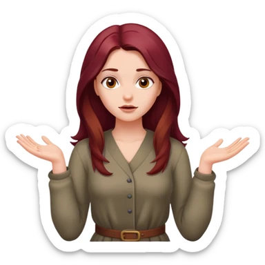 Beautiful long burgundy haired girl, shrugging shoulders sticker