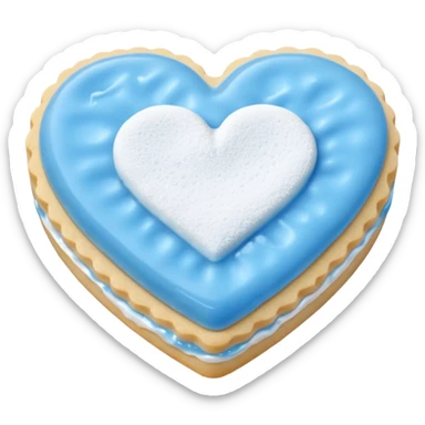 Realistic shortbread cookie in the shape of a heart with Carolina Blue color jelly middle filling and sprinkled powder sugar on top. sticker